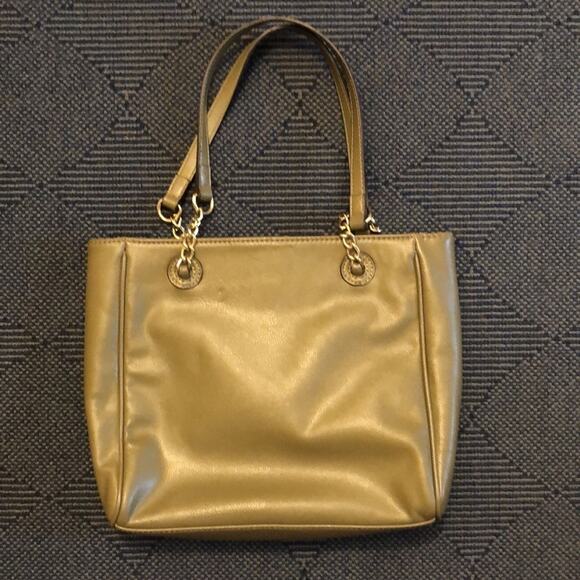Anne Klein Purse Green and Gold Quilted Pattern Bag - Picture 3 of 7